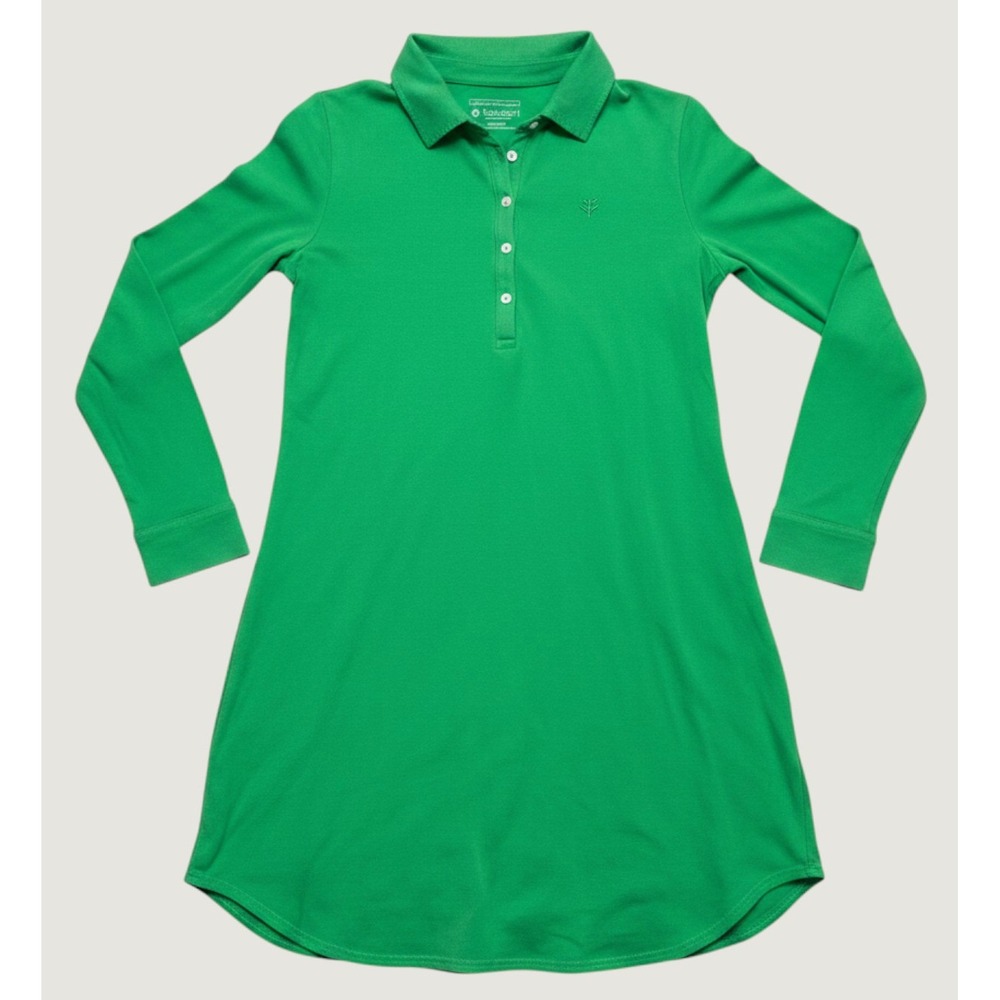 Coolibar Womens Green UPF 50+ Long Sleeve Polo Sun Protection Dress Size M